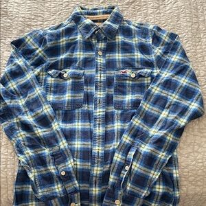 Hollister Blue and Yellow Plaid Casual Shirt